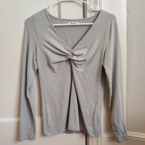 Madewell Light Gray Twist Front Blouse